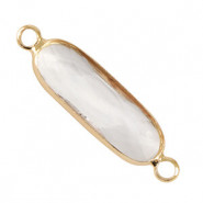 Kristallglas Zwischenstück lang Oval 29mm Crystal-gold